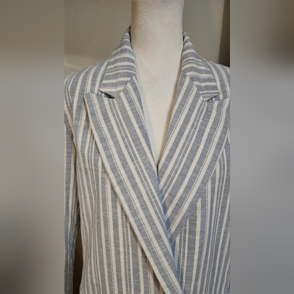ENTRO Cotton/linen Striped Blazer dove Blue. Size Small NWT - Picture 9 of 16